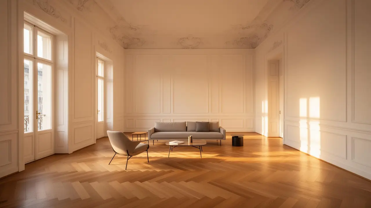 Sanierter Wiener Altbau mit Fischgrätparkett