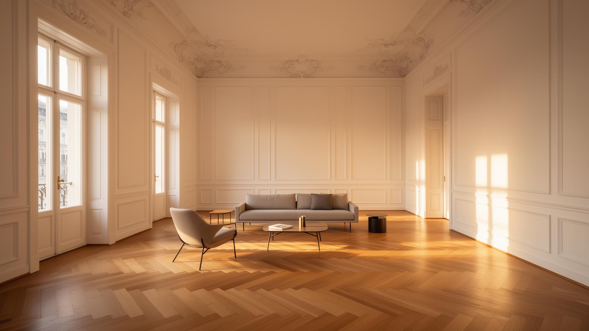 Sanierter Wiener Altbau mit Fischgrätparkett